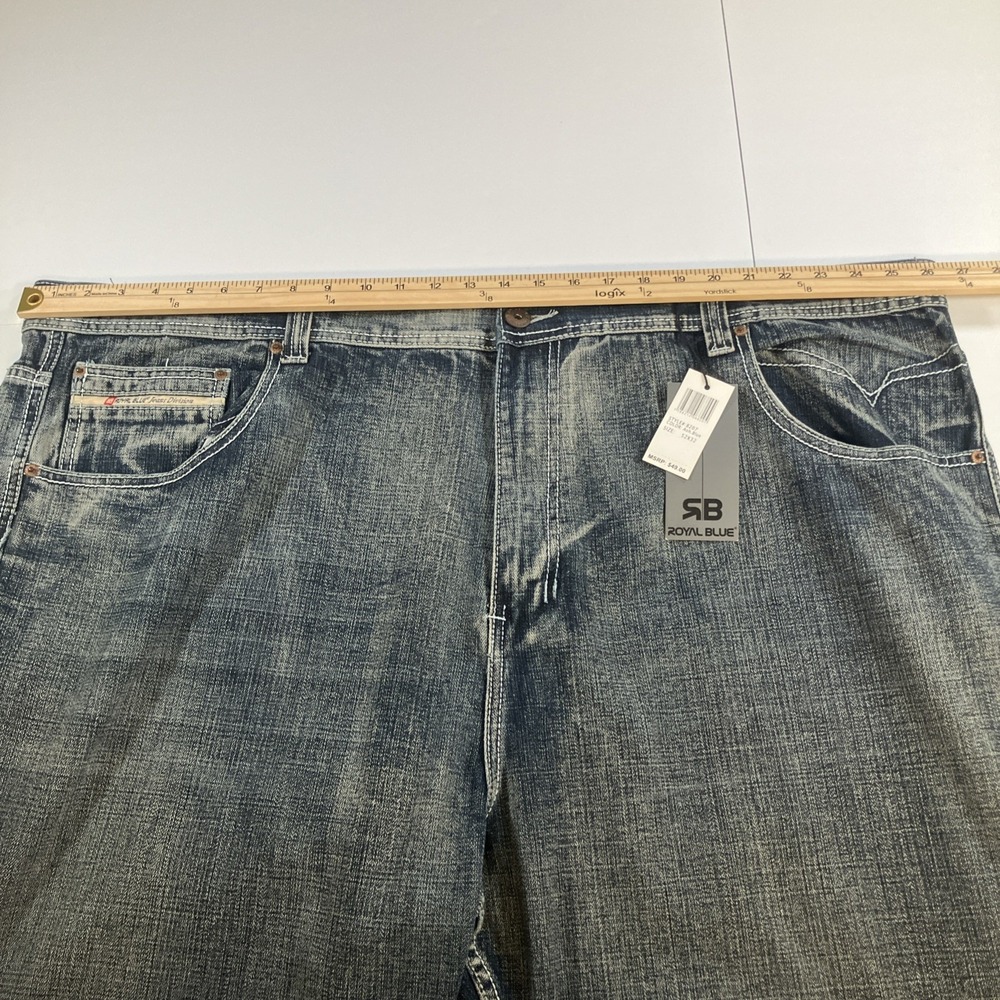 Royal Blue Brand Jeans Mens 52x32 Relaxed Fit Distressed Medium Wash NWT - Picture 14 of 16